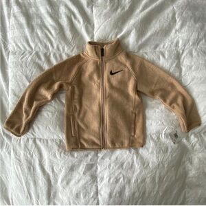 Nike Kids' Beige/Tan Fleece Zip Jacket with Swoosh